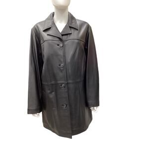 Eddie Bauer Leather Jacket Women’s Plus Size 1X Trench Style in Black